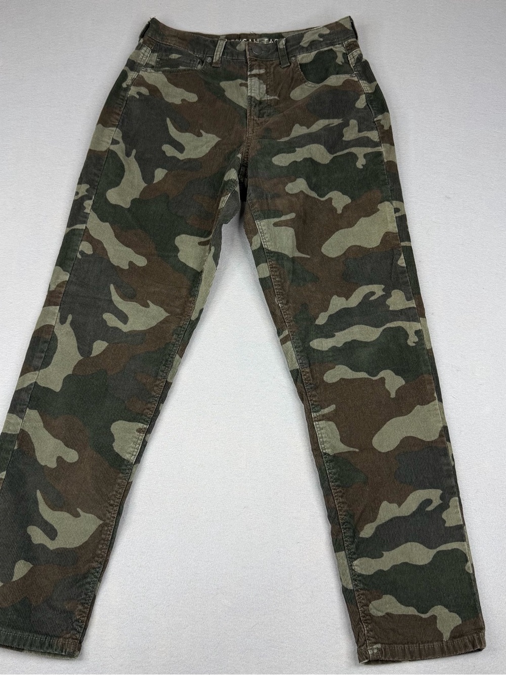 American Eagle Camo Corduroy Mom Jeans Womens 2 Super Stretch Y2K